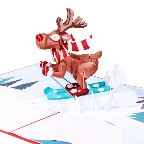 BHGT Weihnachtskarten 3D Pop Up Karte Weihnachten Lustige Weihnachtskarten 3D Weihnachtskarten Kinder Weihnachtskarten mit Umschlag Weihnachten Geldgeschenk Weihnachtsgrußkarte Christmas Cards Rentier von BHGT