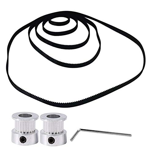 GT2 Zahnriemen mit geschlossener Schlaufe aus Gummi 110 mm 200 mm 300 mm 400 mm 610 mm und 2 Stück 20 Zähne Riemenscheiben 8mm Bohrung Aluminium Zahnscheibe für 6 mm Breite 3D-Drucker von BHGT