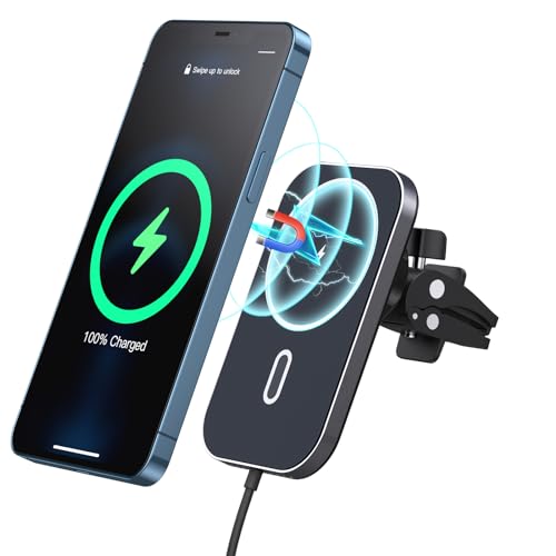 15W Magnetisch Kabellos Handyhalterung Auto Ladegerät, Kompatibel mit MagSafe Air Vent Autohalterung Schnellladegerät, Wireless Charger 360°Drehbar gelten für iPhone 15/14/13/12 Pro Max Mini Plus von BHHB