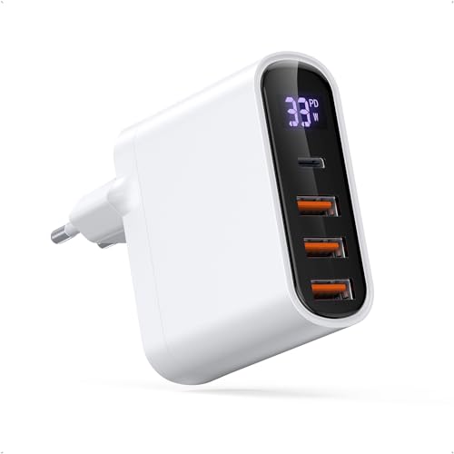 33W USB C Ladegerät, 4-Port Schnellladegerät, Type-C Netzteil Wall Charger, Fast Charger PD&QC 3.0 Wandladegerät, Kompatibel mit iPhone 15/15Pro/15 Pro Max/14/13/12,Samsung Galaxy S23/S22,Google Pixel von BHHB