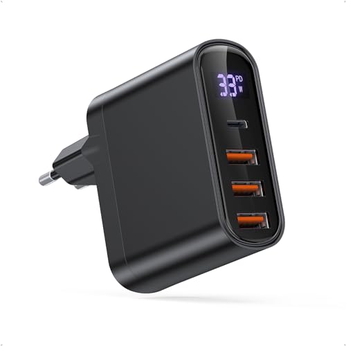 33W USB C Ladegerät, 4-Port Schnellladegerät, Type-C Netzteil Wall Charger, Fast Charger PD&QC 3.0 Wandladegerät, Kompatibel mit iPhone 15/15Pro/15 Pro Max/14/13/12,Samsung Galaxy S23/S22,Google Pixel von BHHB