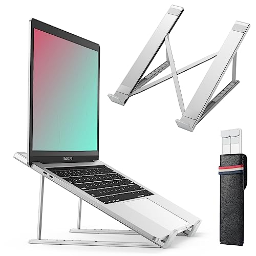 BHHB Laptop Ständer, Notebook ständer 6 Stufe Laptop ständer höhenverstellbar, Laptop ständer faltbar und Belüfteter Aluminium Laptopständer, kompatibel mit MacBook, iPad und mehr 9~17” Laptops von BHHB