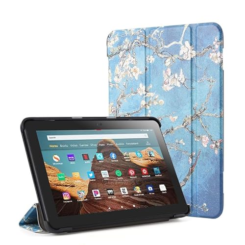 Fire HD 10 Hülle für Amazon, Faltbare Fire HD 10 Plus Tablets (kompatibel mit der 11. Generation 2021), Tablets Hüllen Ultraleichte Slim Shell Stand Cover Auto Wake/Sleep (Aprikosenblüte) von BHHB