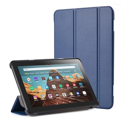 Fire HD 10 Hülle für Amazon, Faltbare Fire HD 10 Plus Tablets (kompatibel mit der 11. Generation 2021), Tablets Hüllen Ultraleichte Slim Shell Stand Cover Auto Wake/Sleep (Dunkelblau) von BHHB