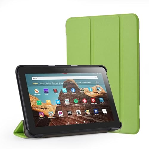 Fire HD 10 Hülle für Amazon, Faltbare Fire HD 10 Plus Tablets (kompatibel mit der 11. Generation 2021), Tablets Hüllen Ultraleichte Slim Shell Stand Cover Auto Wake/Sleep (Grünes Gras) von BHHB