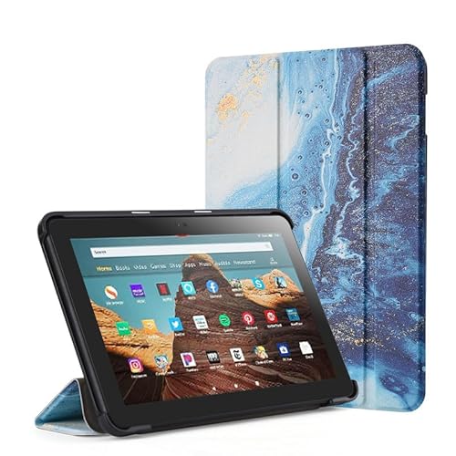 Fire HD 8 Hülle für Amazon, Faltbare Fire HD 8 Plus Tablets (kompatibel mit der 12/10th Gen, 2022/2020 Release), Tablets Hüllen Ultraleichte Slim Shell Stand Cover Auto Wake/Sleep (Wellen) von BHHB