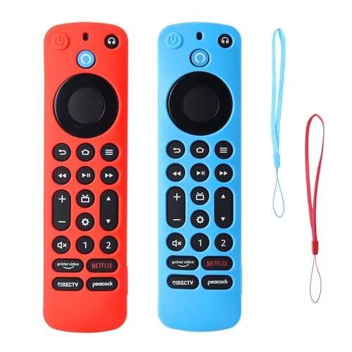 Schutzhülle für Alexa-Sprachfernbedienung Pro BHHB Fernbedienungsabdeckung Silikon Kompatibel mit Schutzhülle für Alexa-Sprachfernbedienung Pro 2022 mit Umhängeband - 2 Pack (Blau&Rot) von BHHB