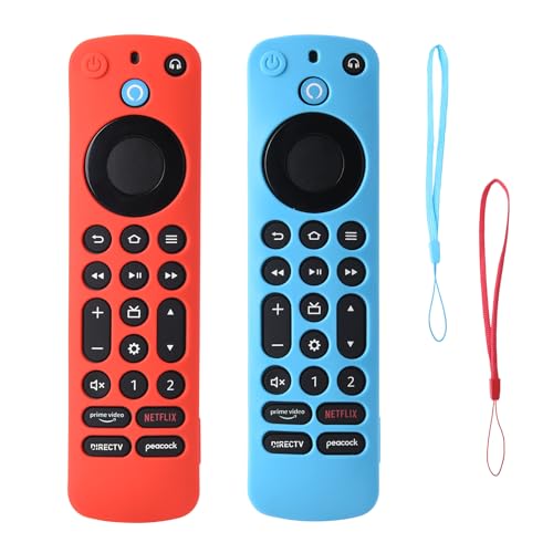 Schutzhülle für Alexa-Sprachfernbedienung Pro BHHB Fernbedienungsabdeckung Silikon Kompatibel mit Schutzhülle für Alexa-Sprachfernbedienung Pro 2022 mit Umhängeband - 2 Pack (Blau&Rot) von BHHB