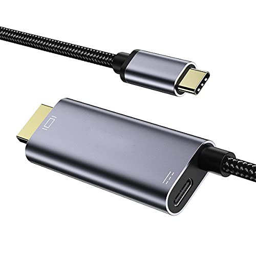 USB C HDMI Kabel (4K@60Hz) Typ C auf HDMI Adapter PD 60W Schnelllade, [Thunderbolt 3 Kompatibel] für MacBook Pro 2021/2020/2019,iPad Pro/Air, Galaxy S10/S9/S9+/Note9/S8, Surface Book 2 usw -1.8m/6ft von BHHB