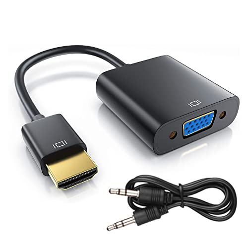 BHW HDMI auf VGA Adapter inkl. Audio-Übertragung Line Out, 1080P Full HD, Konverter männlich zu weiblich für PC, Laptop, MacBook, Chromebook, Raspberry Pi, HDTV von BHW