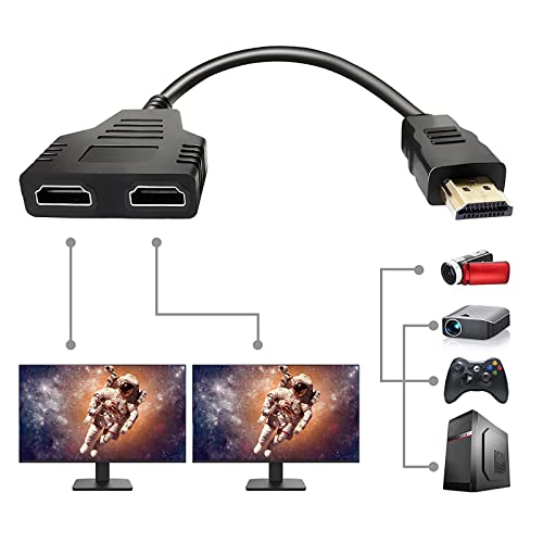 HDMI Kabel Splitter, 1-auf-2 Wege Splitter Kabel Adapter Konverter, 1080P HDMI Stecker auf Dual HDMI Buchse von BHW