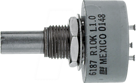 BI 6187R10KL - Drehpotentiometer, 10 kOhm, 10 %, linear, 1 W, 6,35 mm von BI TECHNOLOGIES