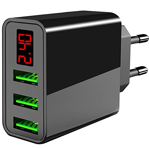 BIAOQINBO USB Ladegerät, 3-Port Ladegerät mit LED Digitaler Anzeige, USB Ladegerät Mehrfach, 5V/2.4A, USB Netzteil USB Stecker für Samsung iPhone iPad Android Kamera Weitere USB-Anschluss Geräte von BIAOQINBO