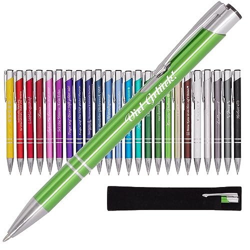 BIASTO Mitbringsel & Geschenk in Premium-Qualität: personalisierter Metall-Kugelschreiber mit Gravur, Stift mit Name (Hellgrün) von BIASTO