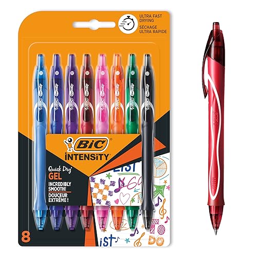 BIC Gel-ocity Quick Dry Tintenroller, Gelstifte in 8 verschiedenen Farben, Strichstärke Medium, mit gummierter Griff-Fläche BIC Gel-ocity Quick Dry Tintenroller, Gelstifte in 8 verschiedenen Farben, Strichstärke Medium, mit gummierter Griff-Fläche von BIC Gel-ocity