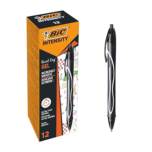 BIC Gel-ocity Quick Dry Tintenroller, Gelstifte in Schwarz, Strichstärke Medium, Nachfüllbar, 12er Pack von BIC Deutschland