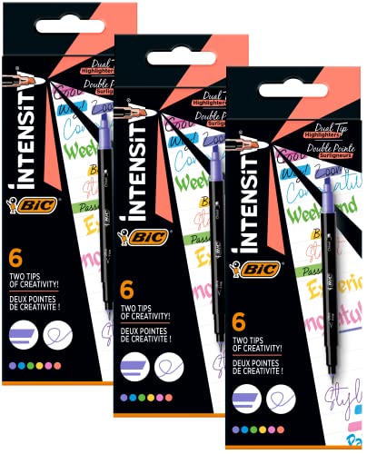 BIC Intensity Dual Tip Highlighter - in 6 Farben, 3 x Pack à 6 von BIC Intensity