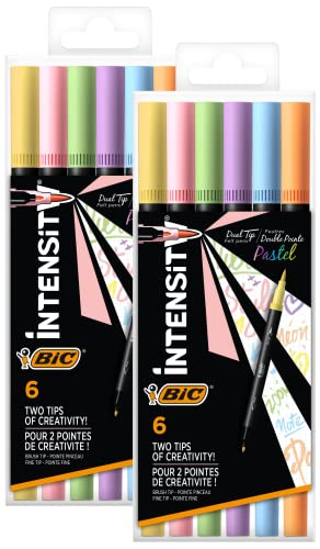 BIC Intensity Dual Tip Pastell-Filzstifte - in 6 Farben, 2 x Pack à 6 von BIC Intensity