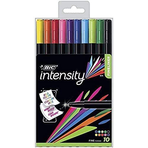 BIC Intensity Fineliner, 10er Set, Fasermaler für Mandalas und mehr, In verschiedenen bunten Farben von BIC Intensity