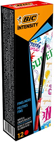 BIC Intensity Fineliner, Filzstifte Set mit 12 Stiften in Rot, mit feiner Spitze, Ideal für das Büro, das Home Office oder die Schule BIC Intensity Fineliner, Filzstifte Set mit 12 Stiften in Rot, mit feiner Spitze, Ideal für das Büro, das Home Office oder die Schule von BIC