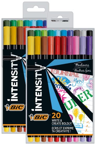 BIC Intensity Fineliner, Filzstifte in 20 verschiedenen Farben, mit feiner Spitze, für Bullet Journal und Mandala, 2x 20 Stück von BIC Intensity