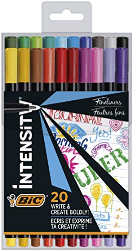 BIC Intensity Fineliner, Filzstifte in 20 verschiedenen Farben, mit feiner Spitze, für Bullet Journal & Mandala von BIC