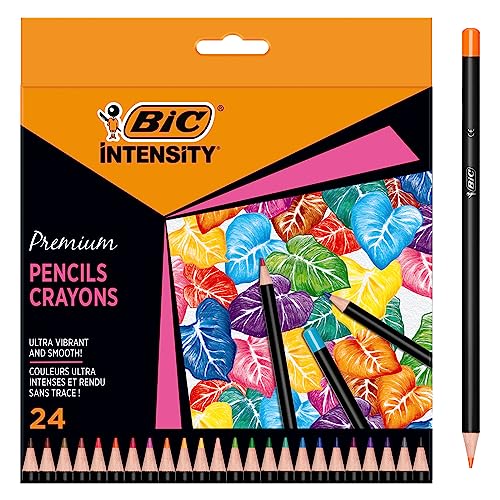BIC Intensity Premium Buntstifte für Erwachsene und Kinder, Farbstifte zum Malen in 24 Farben, hochpigmentiert & mit bruchsicherer Mine von BIC Intensity