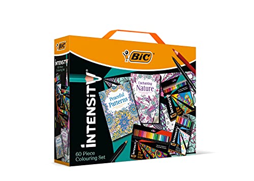 BIC Intensity Stifte Set: 24 Buntstifte, 24 Filzstifte, 10 Fineliner und 2 Achtsamkeit Malbücher für Erwachsene & Teenager von BIC Intensity