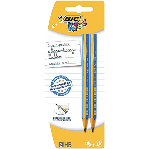 BIC Kids Bleistifte, zum Schreiben Lernen für Links- und Rechtshänder, 2er Pack, ab 4 Jahre, PINK oder BLAU – keine Farbwahl möglich von BIC Kids