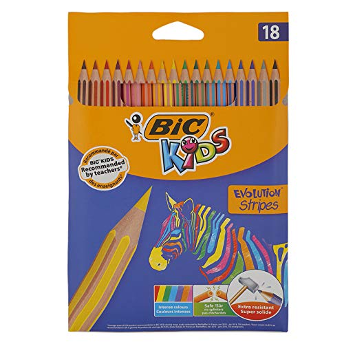 BIC Kids Evolution Stripes Buntstifte, mehrfarbig - 18 Stück von BIC Kids