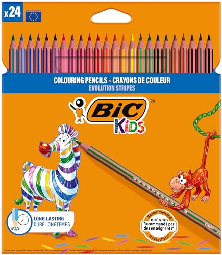 BIC Kids Evolution Stripes Buntstifte - mehrfarbig, 24 Stück von BIC Kids