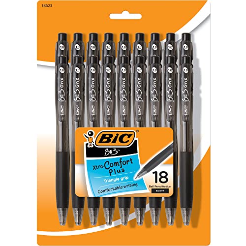 18 Bic Bu3 Comfortable Grip Retractable Ball Pens 1.0 medium point (Black) by BIC von BIC