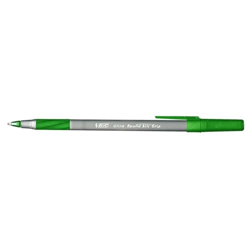 BIC (R) rund Stic Grip (TM) xtra-comfort Kugelschreiber, Medium Point, 1,2 mm, transparenter Schaft, grün Tinte, 12 Stück von BIC