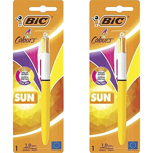 BIC 4 Farben Kugelschreiber 4 Colours Sun, Special Edition, 2er Pack, Ideal für das Büro, das Home Office oder die Schule von BIC