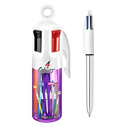 BIC 4 Farben Kugelschreiber Set 4 Colours, 6er Stifte Set in lila Stiftebecher, Geschenkidee für Sammler, Ideal für das Büro, das Home Office oder die Schule von BIC