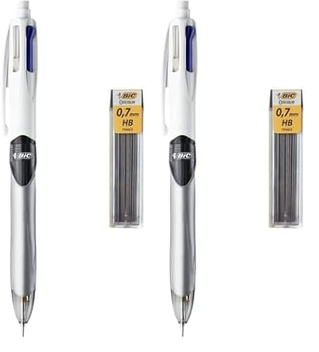 BIC 4 Farben Kugelschreiber Set 4 Colours 3+1HB, mit Bleistift, 2er Pack, inkl. 12 Bleistiftminen, Ideal für das Büro, das Home Office oder die Schule BIC 4 Farben Kugelschreiber Set 4 Colours 3+1HB, mit Bleistift, 2er Pack, inkl. 12 Bleistiftminen, Ideal für das Büro, das Home Office oder die Schule von BIC