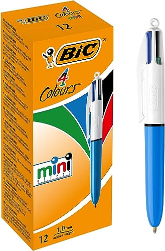 BIC 4 Farben Kugelschreiber Set 4 Colours Mini, 12er Pack, Ideal für das Büro, das Home Office oder die Schule von BIC