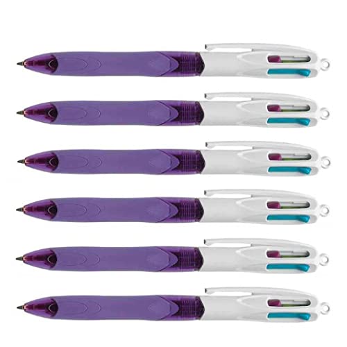 BIC 6 Kugelschreiber, 4 Farben, Grip Fashion, 4 Farben, Rosa, Violett, Grün, Türkis von BIC