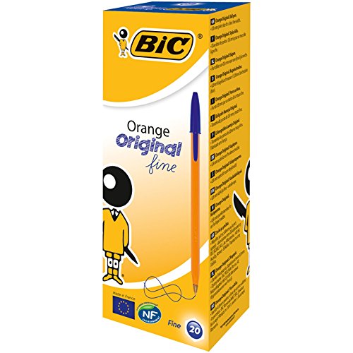 BIC 8099221 Kugelschreiber Orange fine – 20 Kulis in Blau – Strichstärke 0,35 mm - fein – Dokumentenecht von BIC