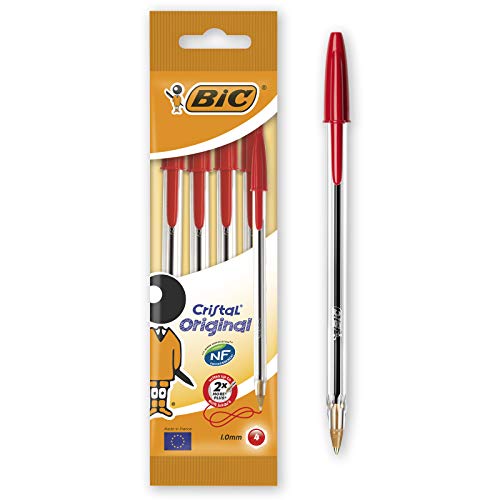 BIC 8308611 Kugelschreiber Cristal Medium 4-er Packung, rot von BIC