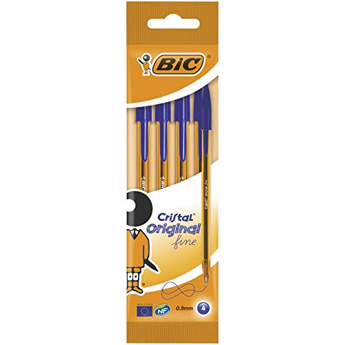 BIC 872721 Kugelschreiber Cristal fine, 4-er Packung, blau von BIC