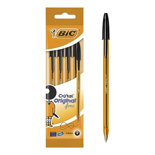 BIC 872726 Kugelschreiber Cristal fine, 4-er Packung, schwarz von BIC