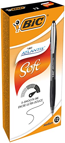 BIC 902133 Druckkugelschreiber Atlantis Soft (0.32 mm, Schachtel à 12 Stück) schwarz von BIC Atlantis