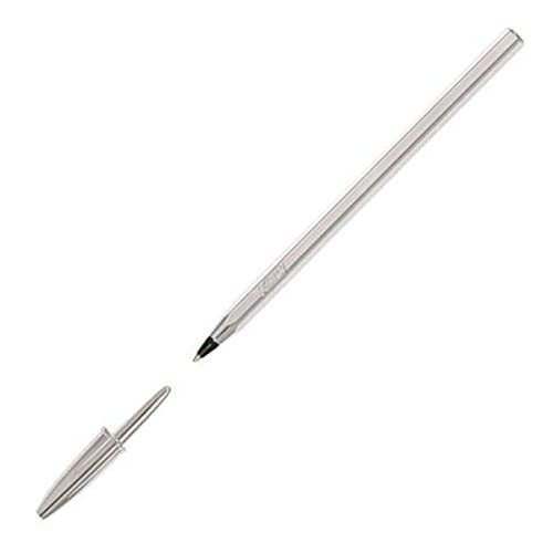 BIC 921339 Kugelschreiber Cristal Shine, silber, 20 Stück, Schreibfarbe schwarz von BIC Cristal