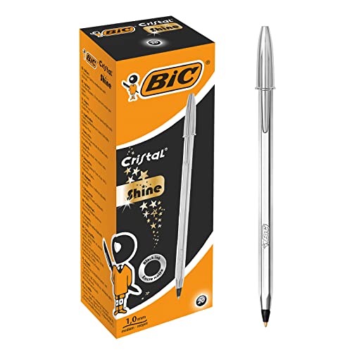BIC 921339 Kugelschreiber Cristal Shine, silber, 20 Stück, Schreibfarbe schwarz BIC 921339 Kugelschreiber Cristal Shine, silber, 20 Stück, Schreibfarbe schwarz von BIC Cristal