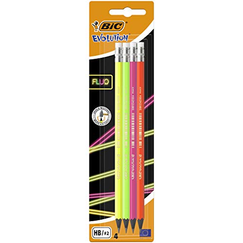 BIC 942053 Fluo Bleistift Evolution Fluo HB, mit Radiergummi Schaft 4-farbig sortiert, Blister À 4 Stück BIC 942053 Fluo Bleistift Evolution Fluo HB, mit Radiergummi Schaft 4-farbig sortiert, Blister À 4 Stück von BIC