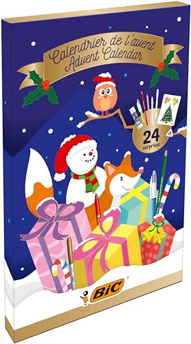 BIC Adventskalender mit 24 Überraschungen: als Geschenk für Kinder, zum Basteln und Malen zu Advent und Weihnachten von BIC