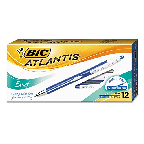 BIC Atlantis Exact Kugelschreiber, 0,7 mm feine Spitze, blau, 12 Stück von BIC