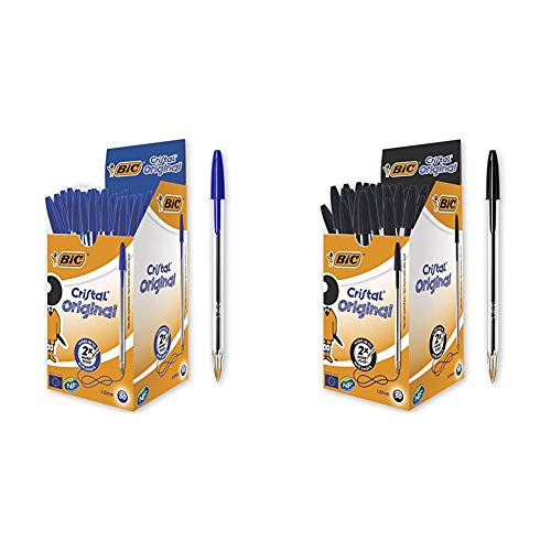 BIC Bundle Kugelschreiber Cristal Original, in Schwarz und Blau, Strichstärke 0,4 mm, 2x 50er Pack, Ideal für das Büro, das Home Office oder die Schule BIC Bundle Kugelschreiber Cristal Original, in Schwarz und Blau, Strichstärke 0,4 mm, 2x 50er Pack, Ideal für das Büro, das Home Office oder die Schule von BIC