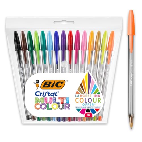 BIC Cristal Multicolour Kugelschreiber mit breiter Spitze - mehrfarbig, 15er Pack von BIC Cristal